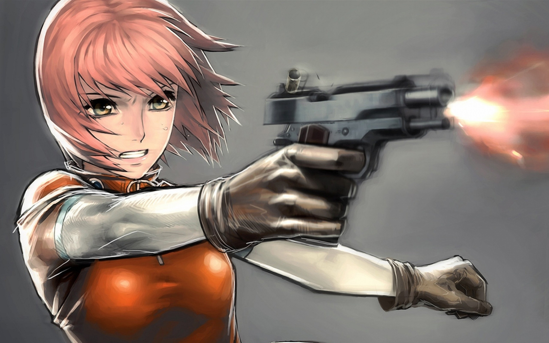 Anime Girl Shoot Gun - HD Wallpaper 