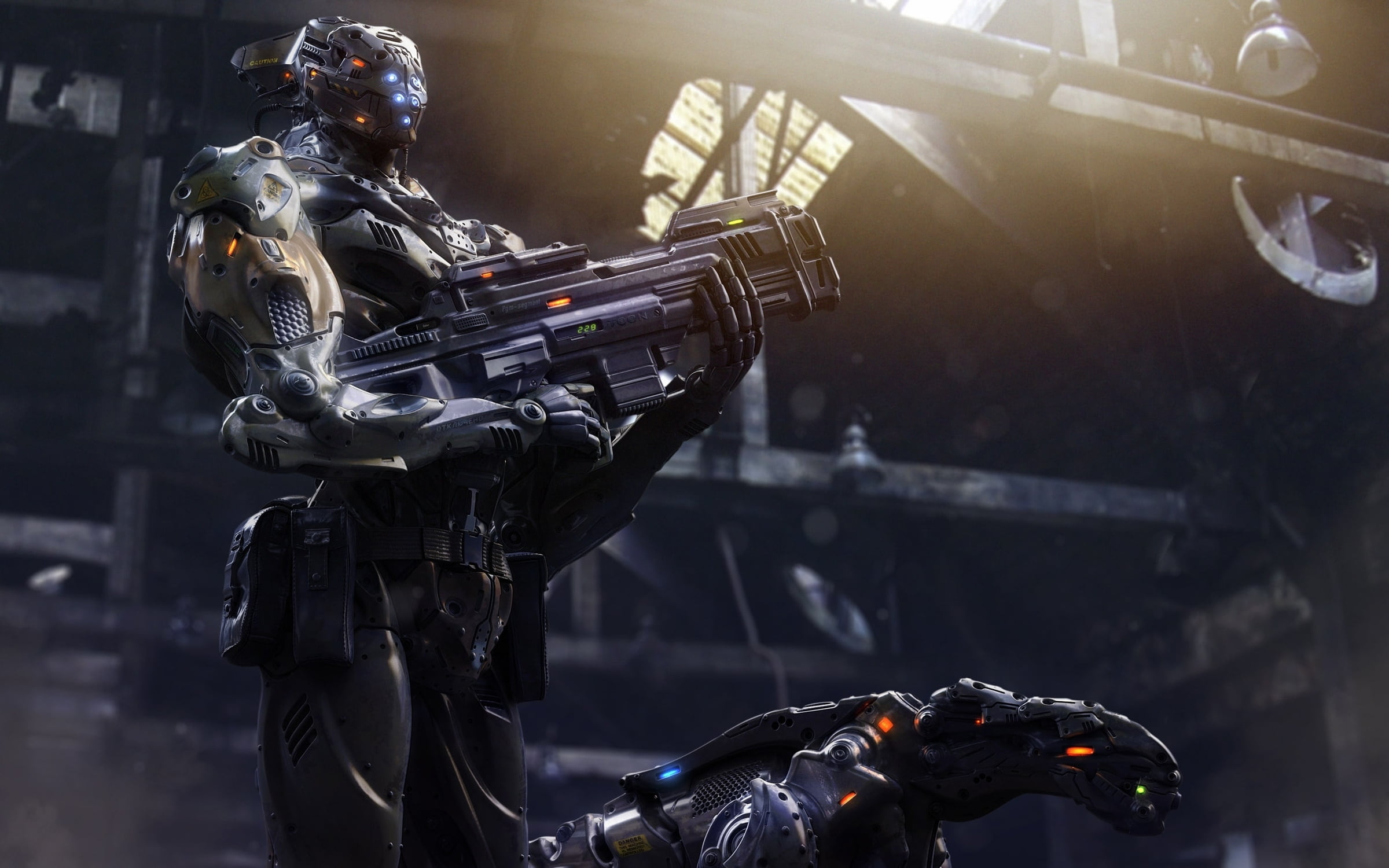 Machine Warrior Sci Fi - HD Wallpaper 