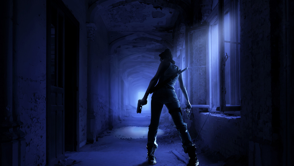 Sword, Killer, Weapons, Corridor, Night, Girl, Gun - Tapety Na Pulpit Zabójca - HD Wallpaper 