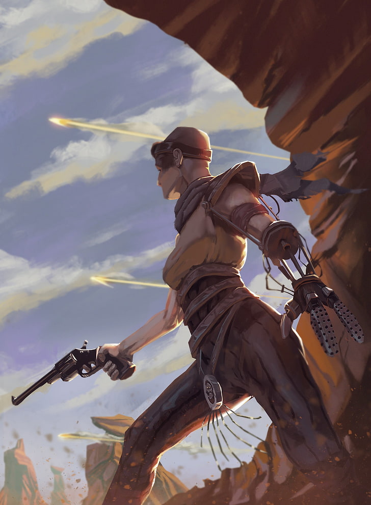 Futuristic, Cyborg, Gun, Girls With Guns, Sky, Cloud - Wallpaper - HD Wallpaper 