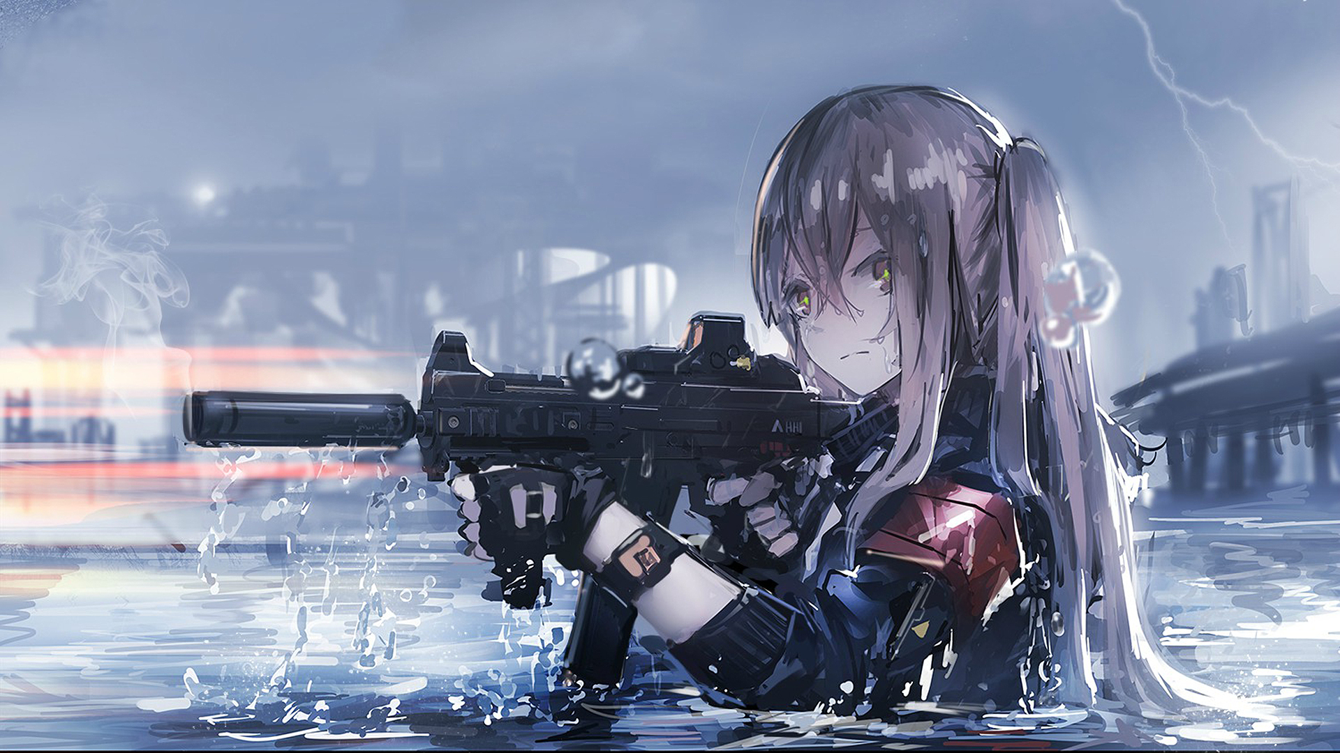 Wallpapers By Renatusâ - Anime Girl With Gun - HD Wallpaper 
