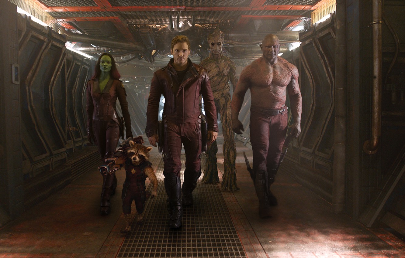 Photo Wallpaper Zoe Saldana, Marvel, Dave Batista, - Guardians Of The Galaxy 2014 Film - HD Wallpaper 