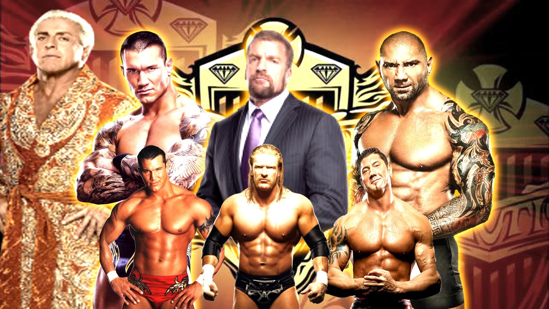 Triple H, Randy Orton, Batista & Ric Flair 
 Data Src - Ric Flair Triple H Batista Randy Orton - HD Wallpaper 
