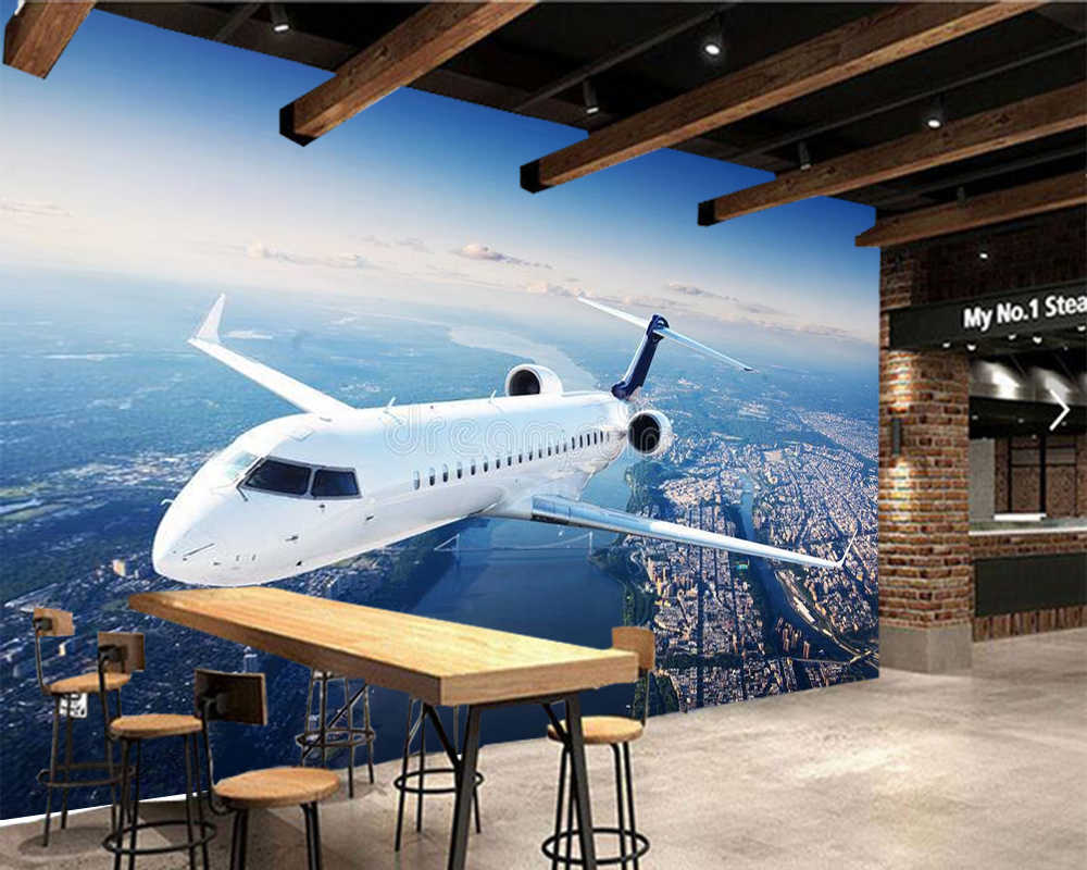 Private Jet Plane In The Blue Sky 3d Wallpaper Papel - Bar Texture Wall - HD Wallpaper 
