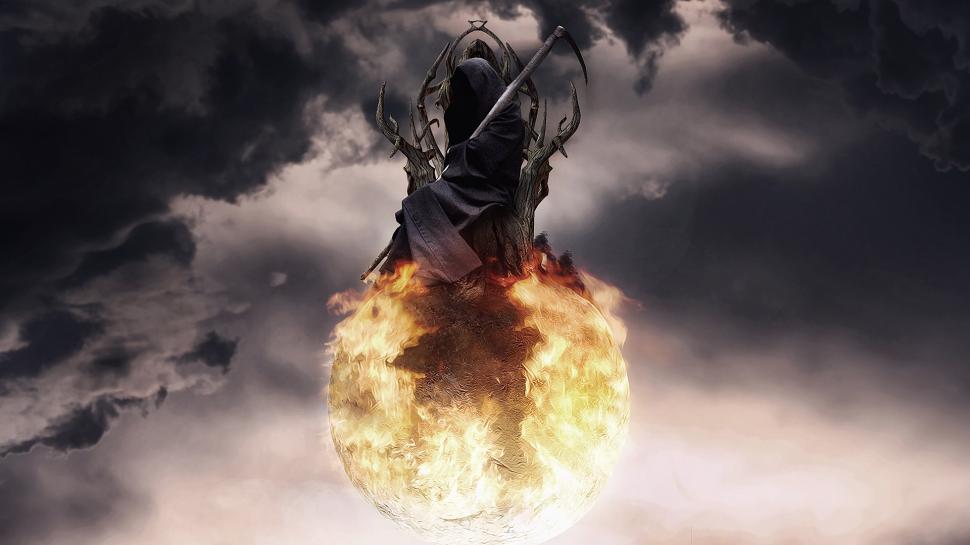 Death Grim Reaper Scythe Hd Hd Wallpaper,death Hd Wallpaper,reaper - Grim Reaper Fire Art - HD Wallpaper 