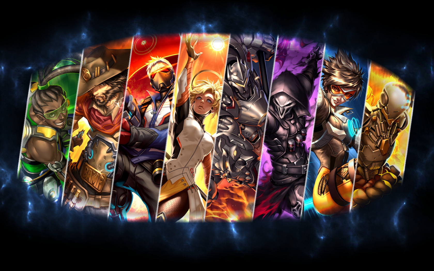 Overwatch, Heroes, Tracer, Reinhardt, Lucio, Mercy, - Overwatch Background - HD Wallpaper 