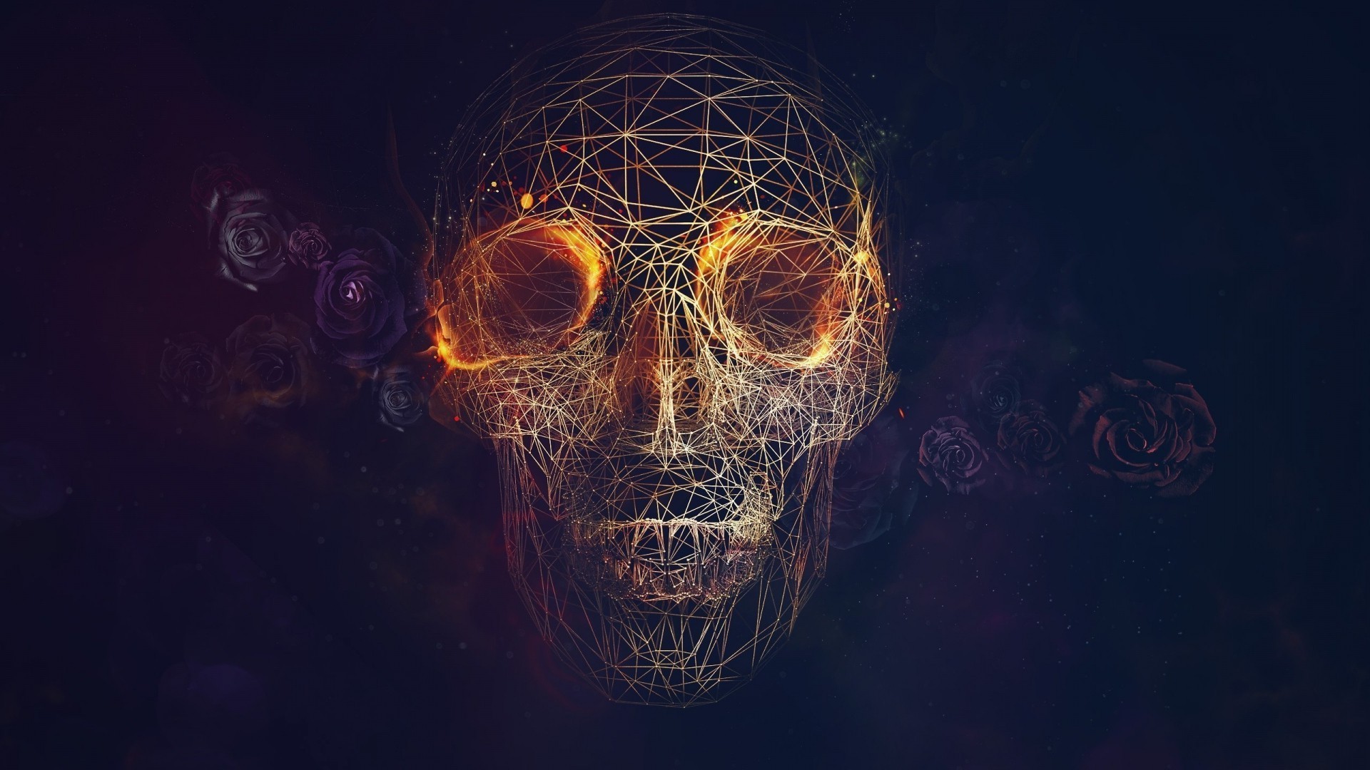 1920x1080, Blue 
 Data Id 390988 
 Data Src /walls/full/6/b/1/390988 - Wireframe Skull - HD Wallpaper 