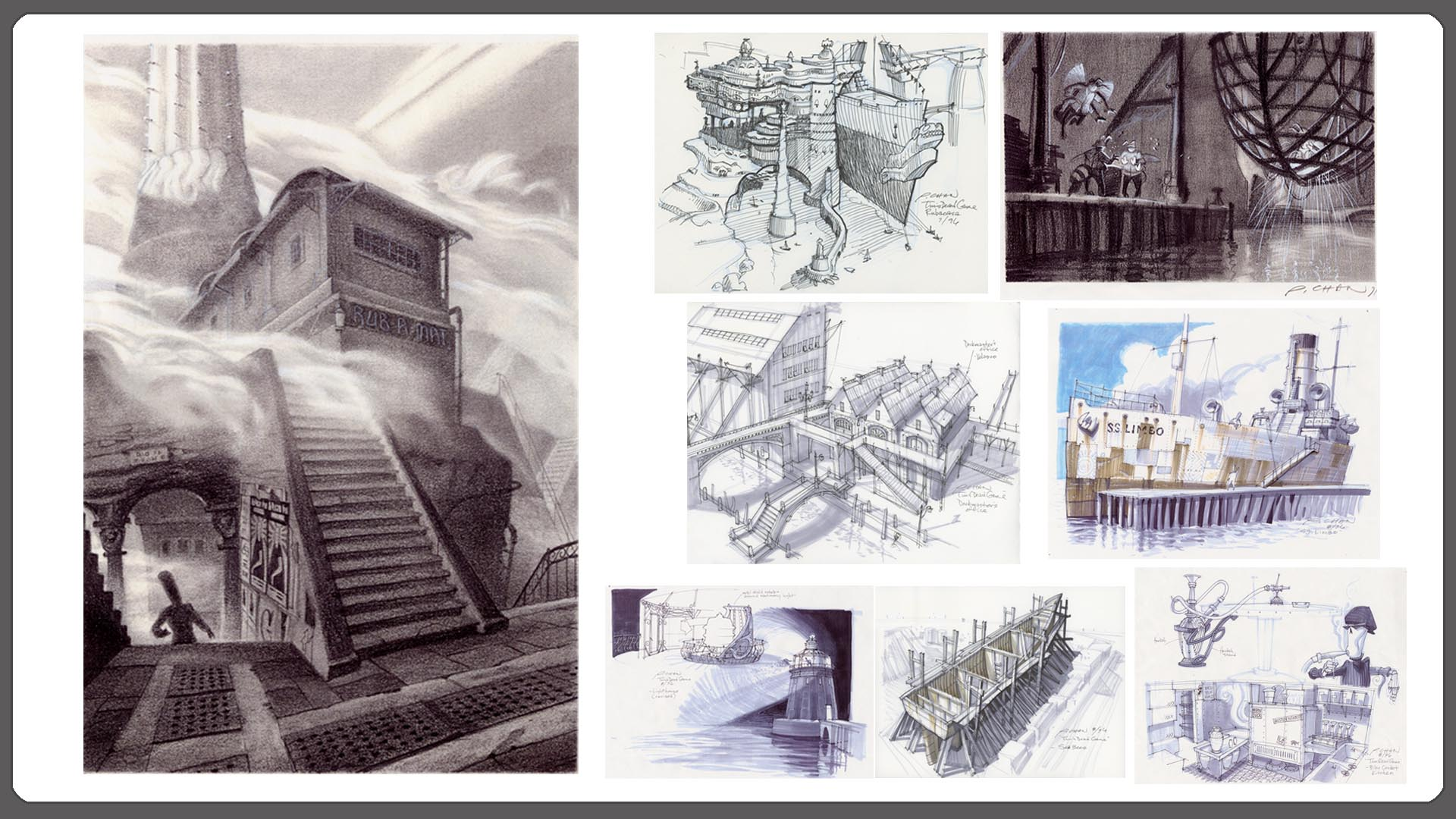 Docks - Concept Art Grim Fandango - HD Wallpaper 