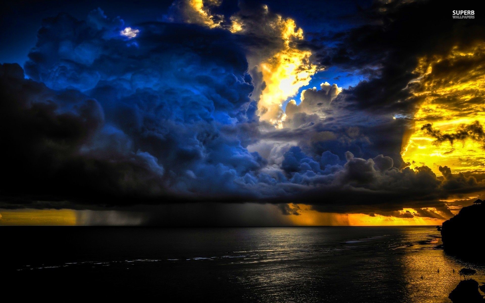 Thunderstorm Forces Of Nature Nature Background Wallpapers - Ocean Hd Background Thunderstorm - HD Wallpaper 