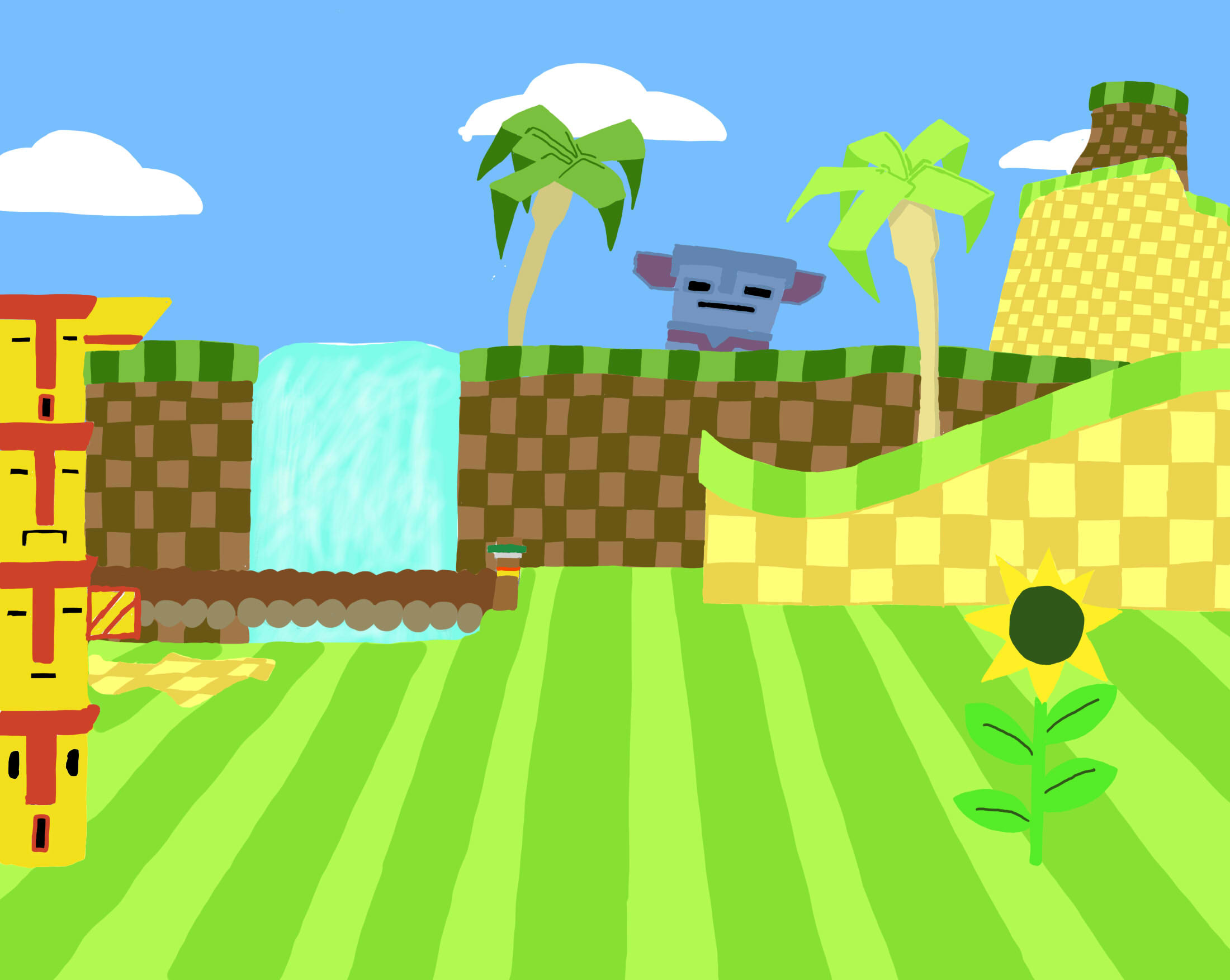 Green Hill Zone Wallpaper Green Hill Zone Background - Cartoon Green Hill Zone - HD Wallpaper 