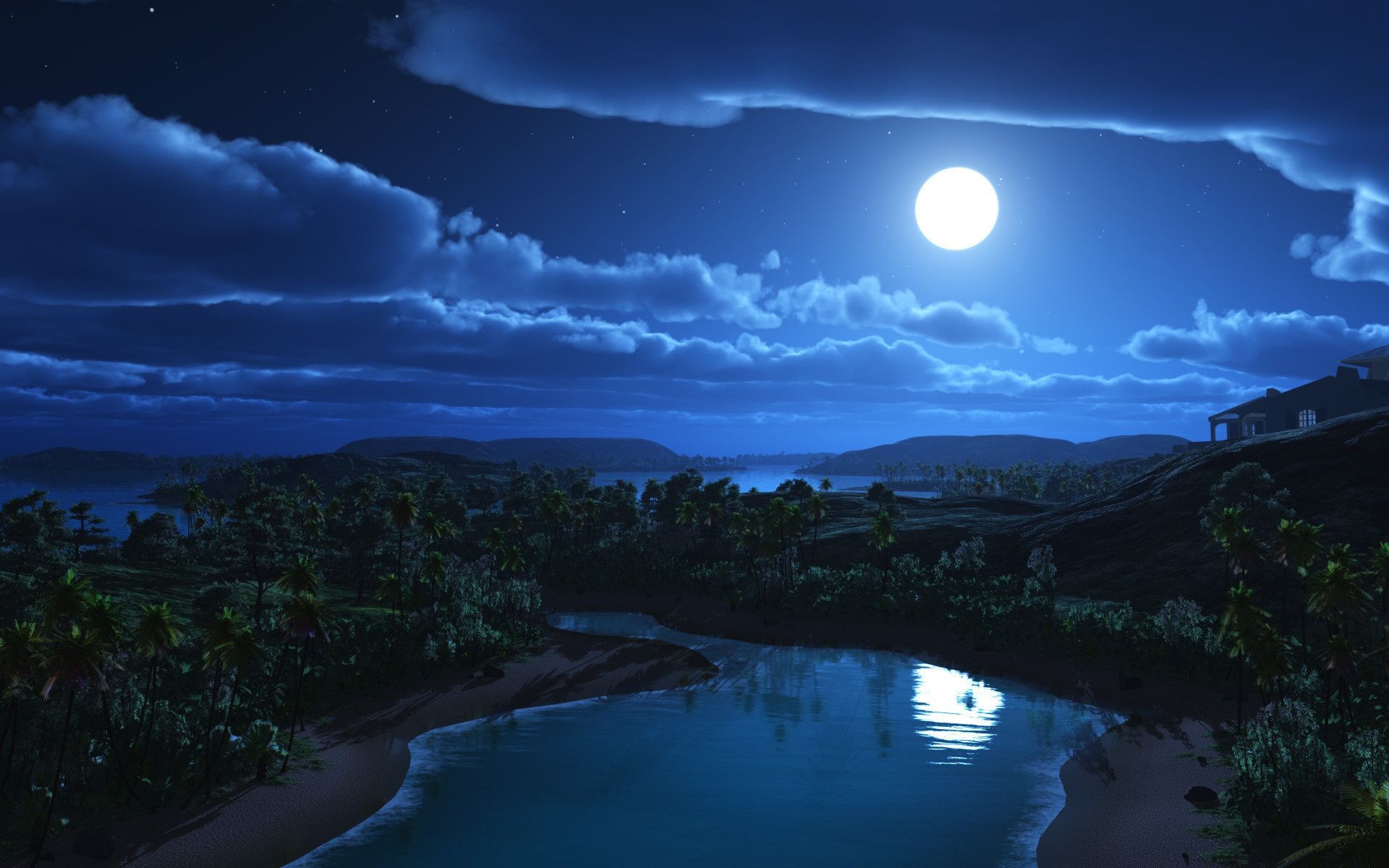 Landscapes Water Travel Sunset Landscape Beach Sky - Paisaje Nocturno Con Luna - HD Wallpaper 