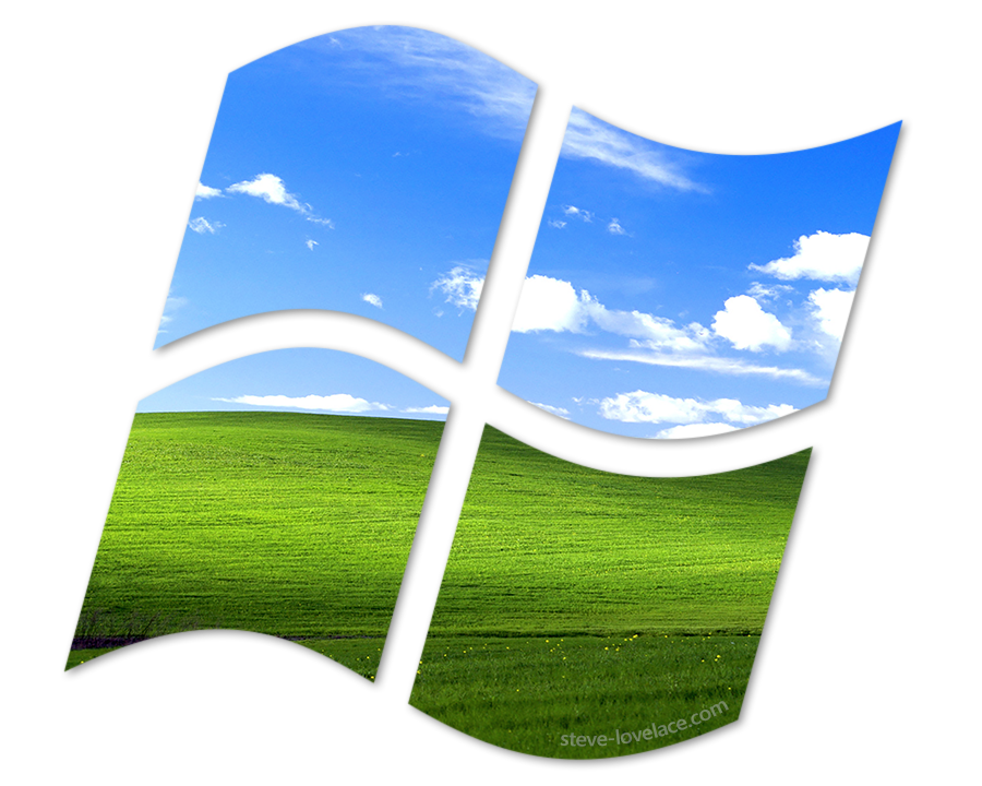 Windows Logo With Bliss Wallpaper - Microsoft Windows Xp Logo - HD Wallpaper 