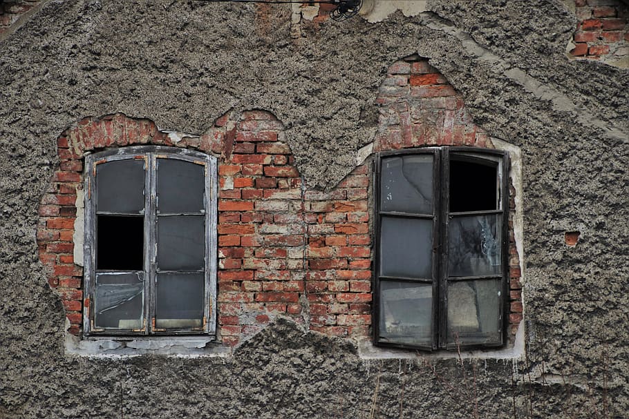 Old Windows, Plaster, Lost Places, Pattern, Window - Facade - HD Wallpaper 