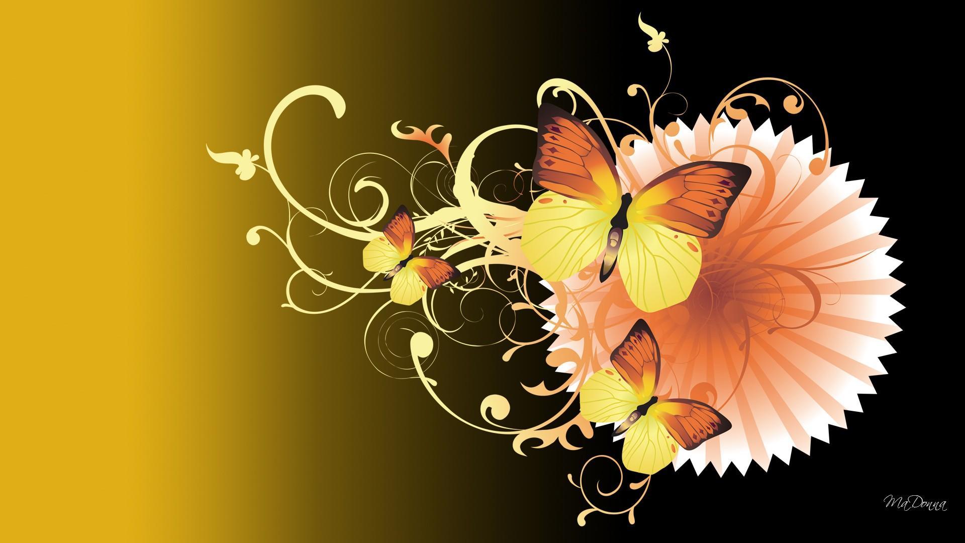 Butterfly Gold - Gifs Animé Grande Roue - HD Wallpaper 