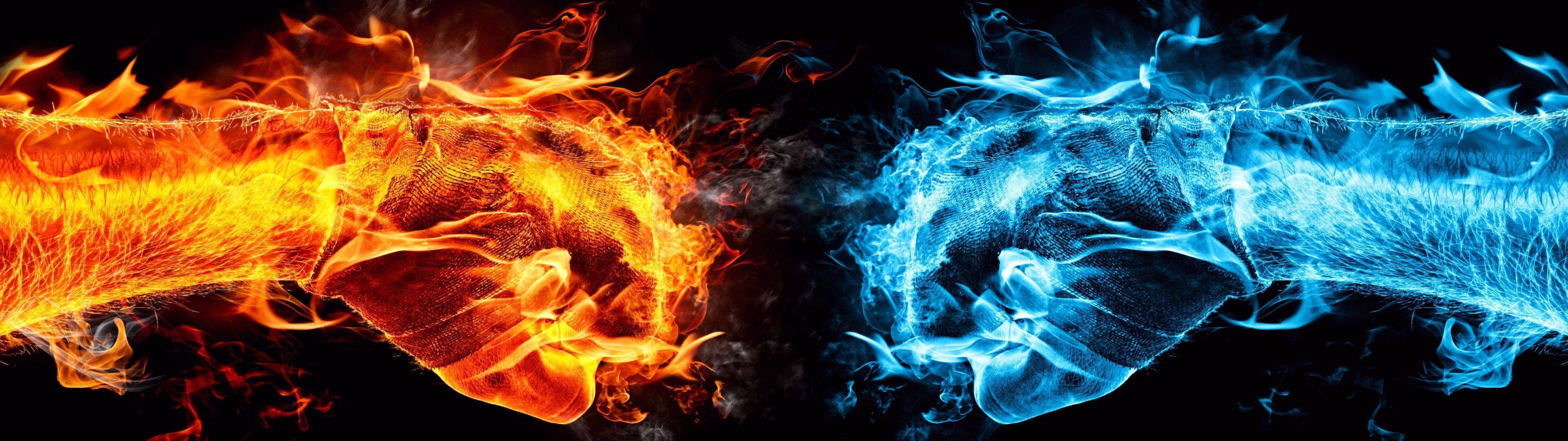 Dual Monitor Wallpaper Fire - HD Wallpaper 