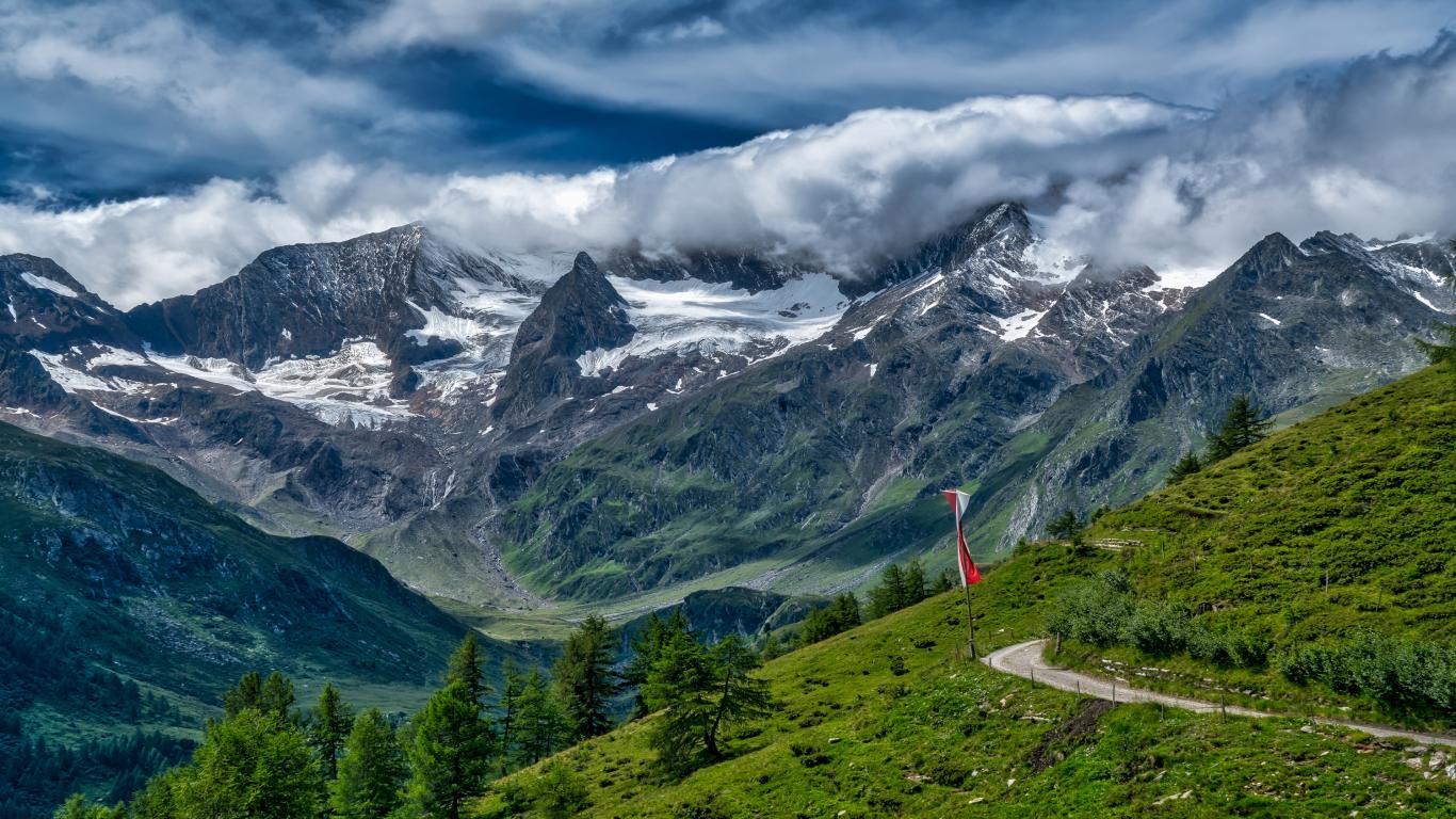 Cloudy Weather, Swiss Alps Nature Mountain Wallpaper - Swiss Alps - HD Wallpaper 