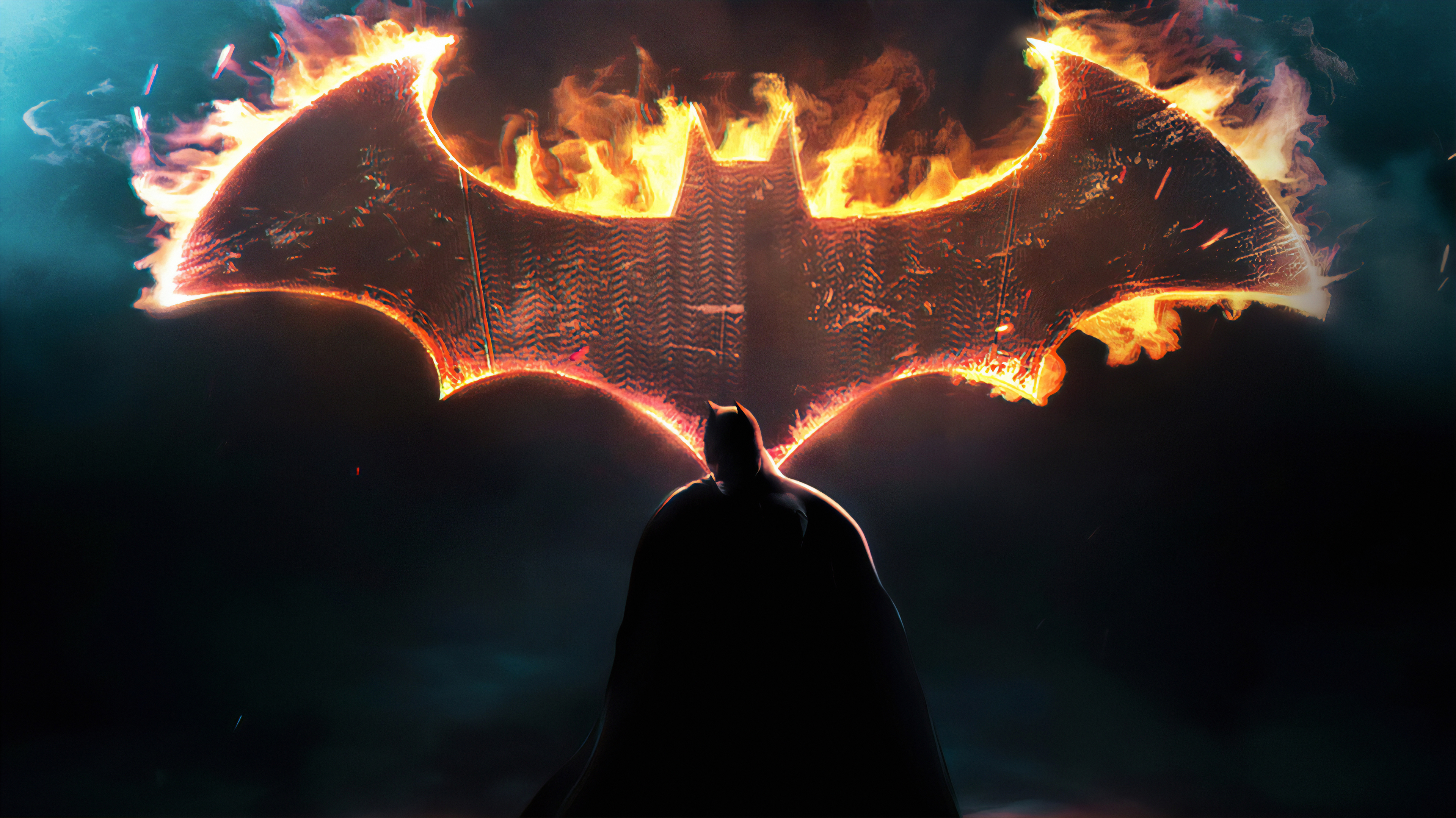 Batman Dark Knight Fire Logo - Batman Wallpaper For Pc - HD Wallpaper 