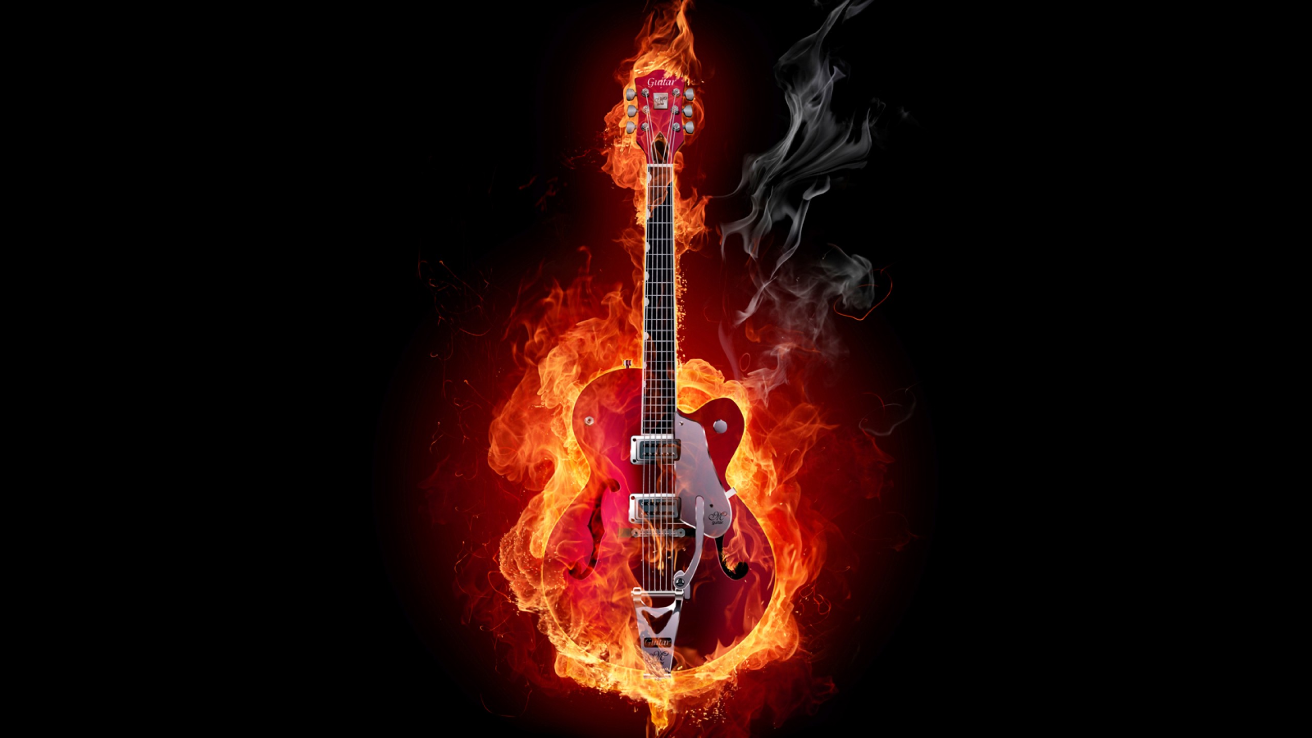 Jordan Carver Guitar Fire Best Flames Hd In 264399 - Hình Nền Guitar Đẹp - HD Wallpaper 