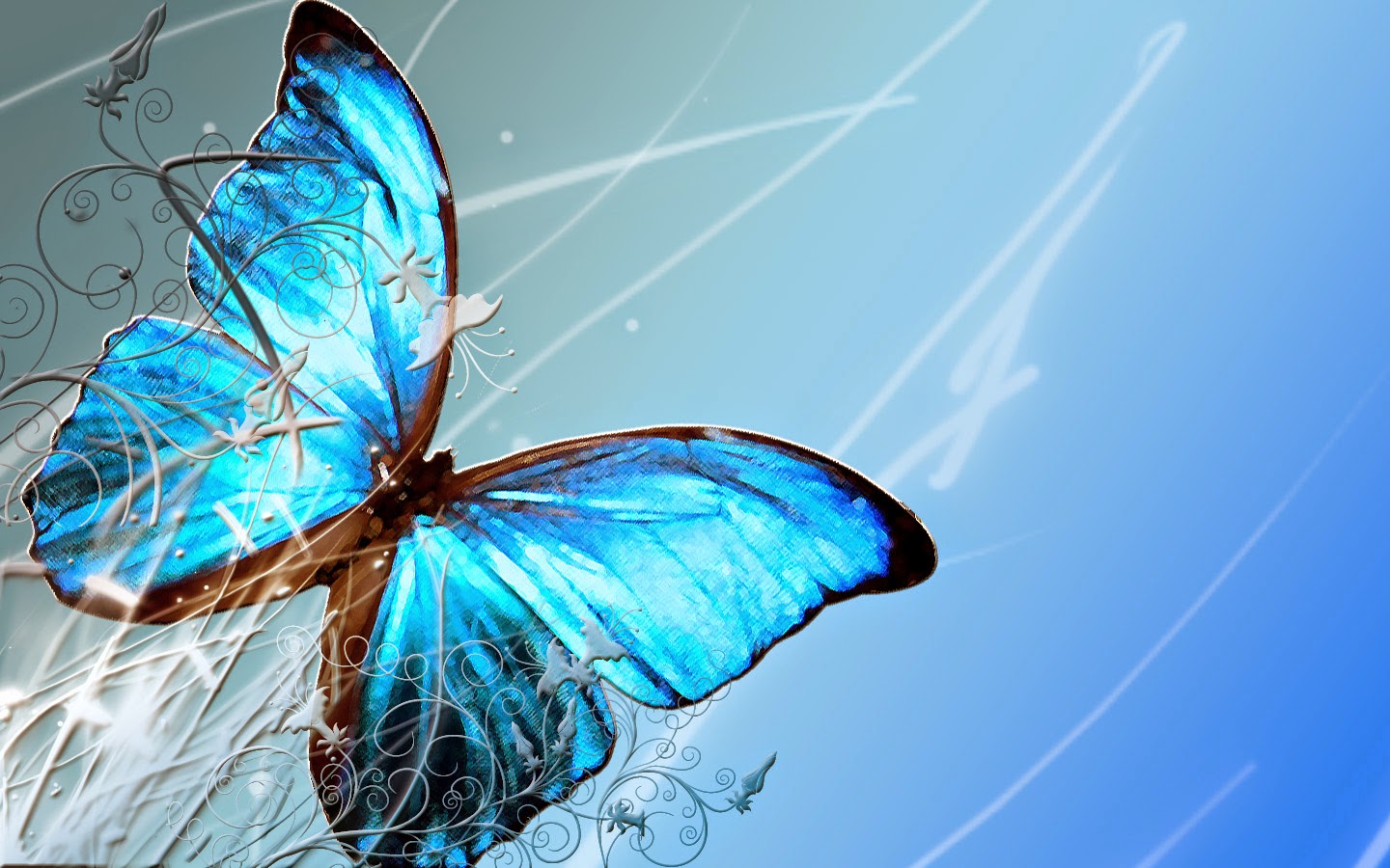 Blue Butterfly Background Design - HD Wallpaper 