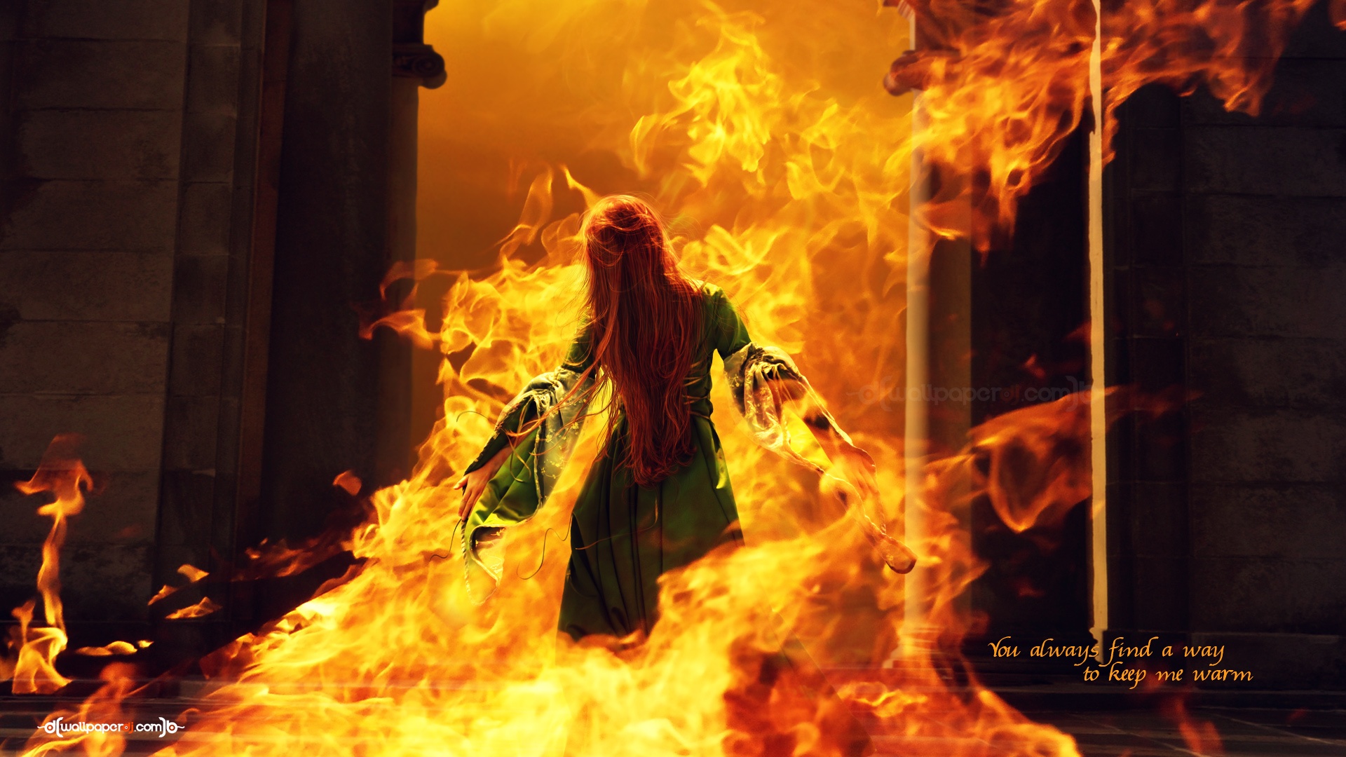 You Always Keep Me Warm Hd And Wide Wallpapers - Girl In Flames - HD Wallpaper 