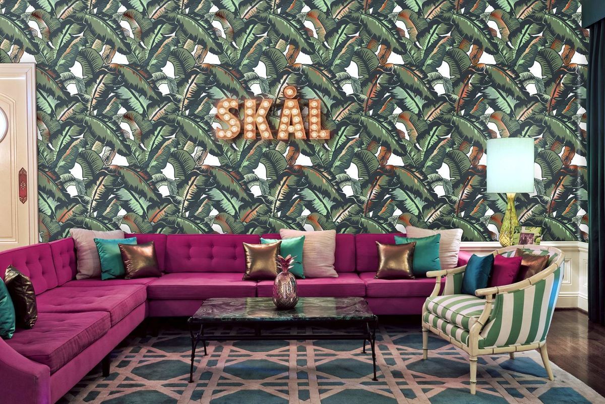 Palm Leaf Wallpaper Room - HD Wallpaper 