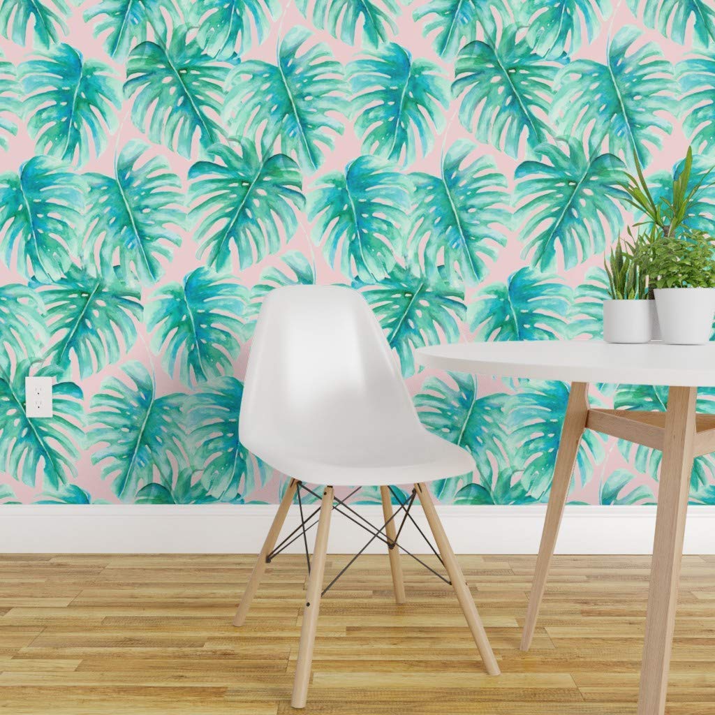 Spoonflower Non-pasted Wallpaper, Banana Jungle Mint - Wallpaper - HD Wallpaper 