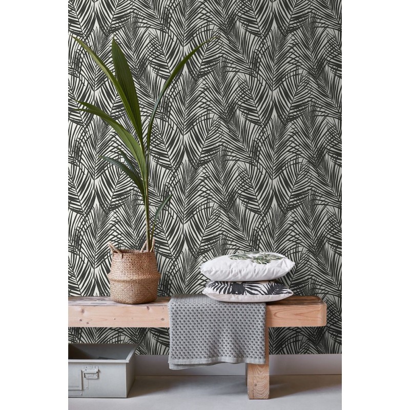 Dd139008 Origin Luxury Wallpaper By Estahome Fifi Palm - Papier Peint Graphique Noir Blanc - HD Wallpaper 