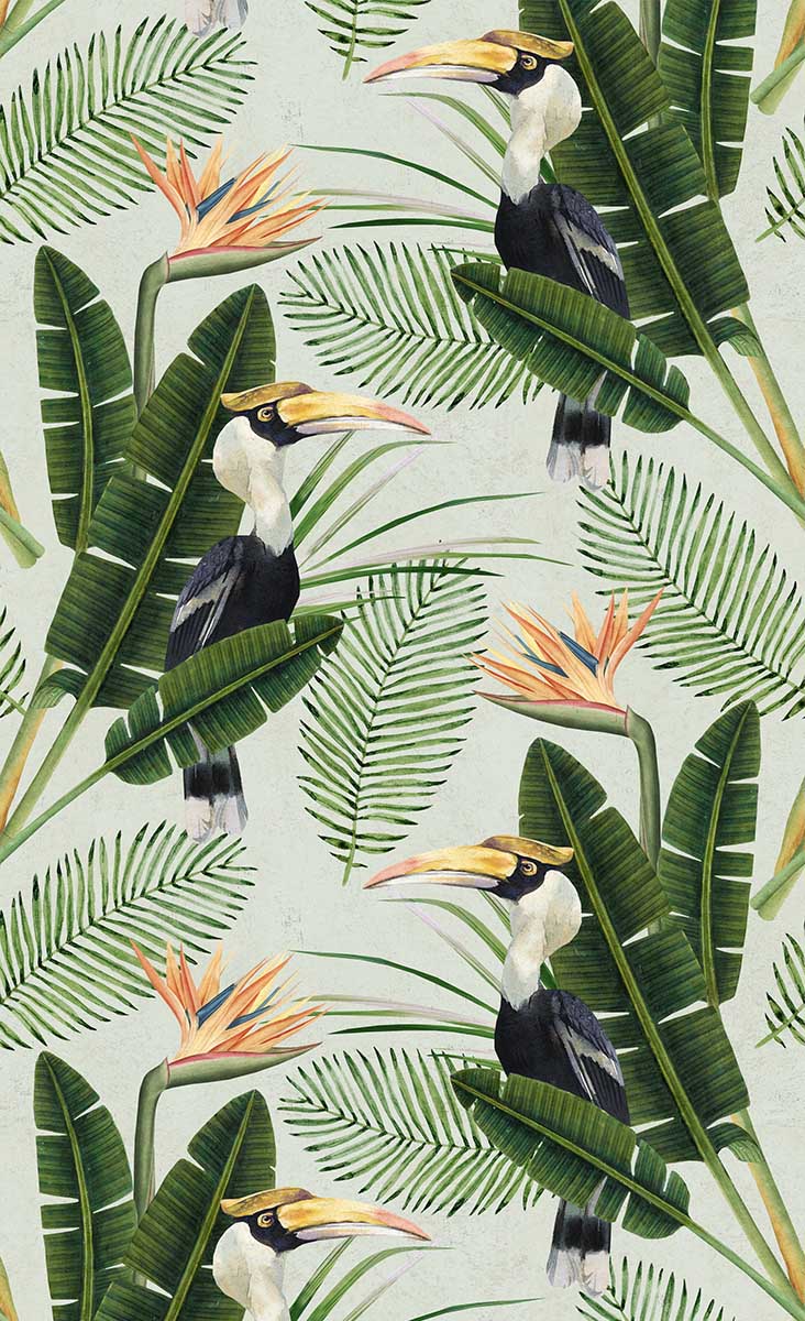 Birds Of Paradise Wallpaper Mindthegap Green/orange/black - Mind The Gap Birds Of Paradise - HD Wallpaper 