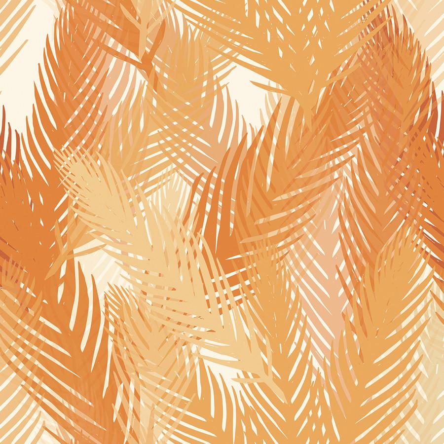 Orange Palm Leaf Pattern - HD Wallpaper 