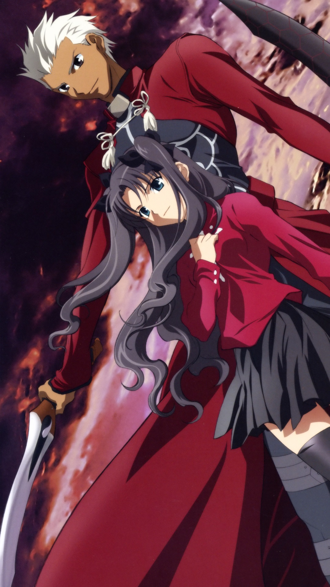 Fate Stay Night Unlimited Blade Works Rin Tohsaka Archer Fate Stay Night Wallpaper Android 1080x19 Wallpaper Teahub Io