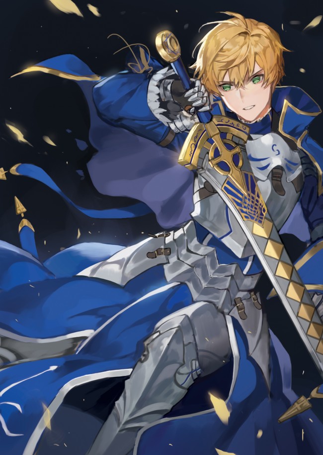 Saber, Fate Prototype, Blond, Sword, Armor, Cape - Fate Arthur Prototype Fanart - HD Wallpaper 