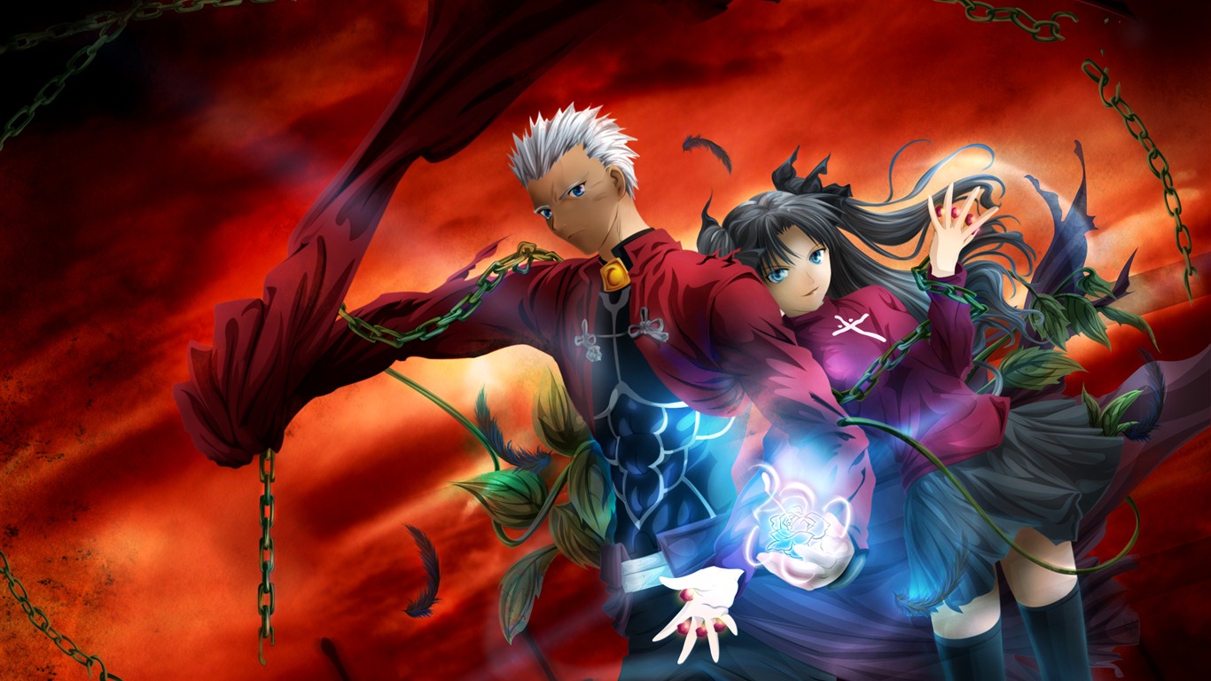 Fate Stay Night Hd Wallpapers Fate Stay Night Archer Y Rin 1366x768 Wallpaper Teahub Io