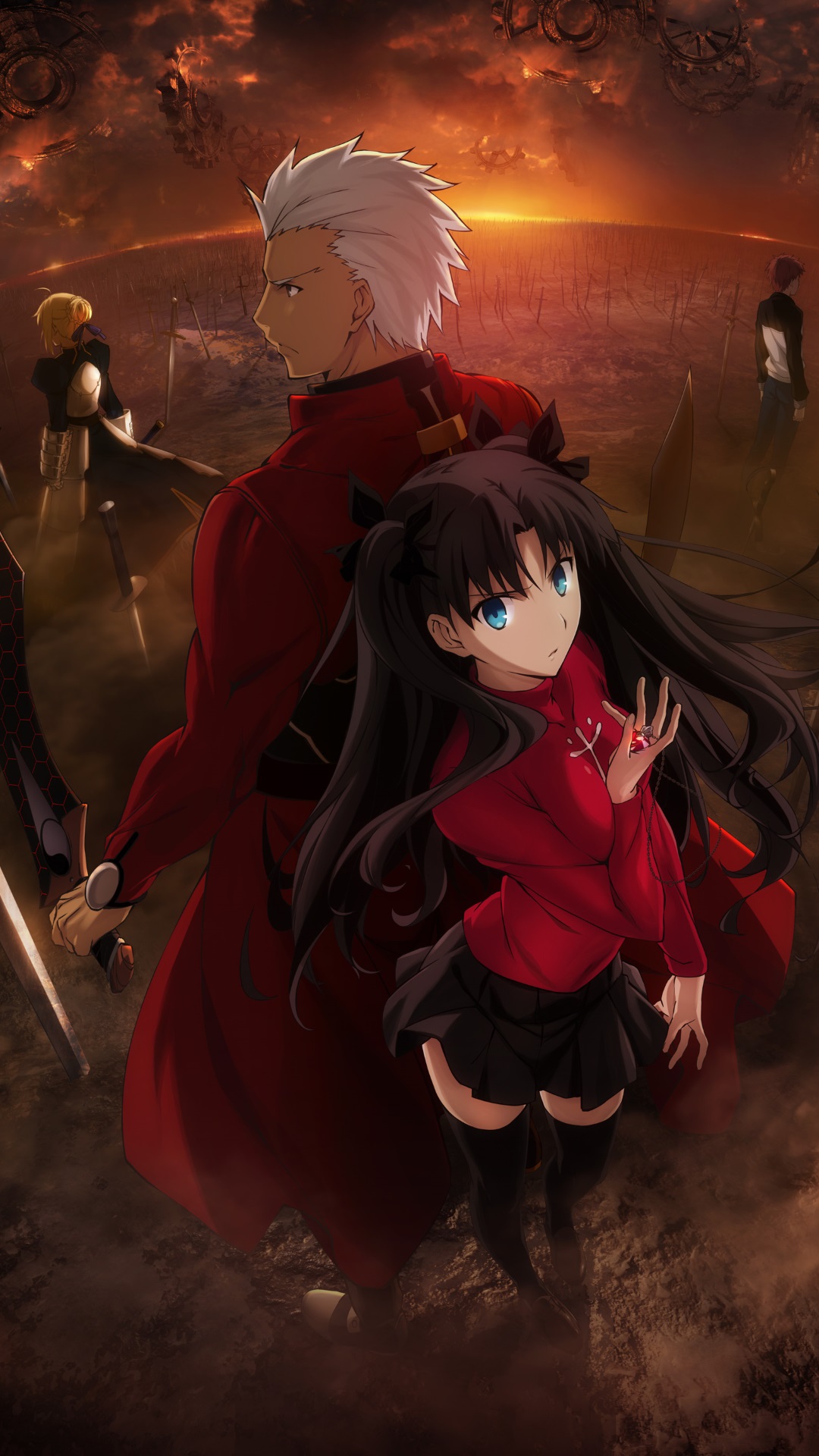 Fate Stay Night Unlimited Blade Works Rin Tohsaka Archer Fate Stay Night Wallpaper Iphone 1080x19 Wallpaper Teahub Io