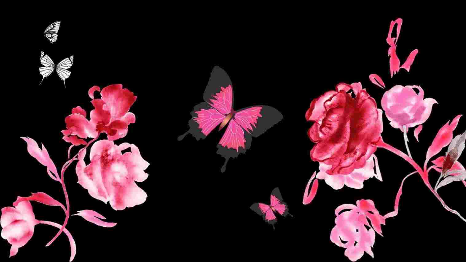 Free Butterfly Wallpaper Animated - Roses And Butterflies - HD Wallpaper 