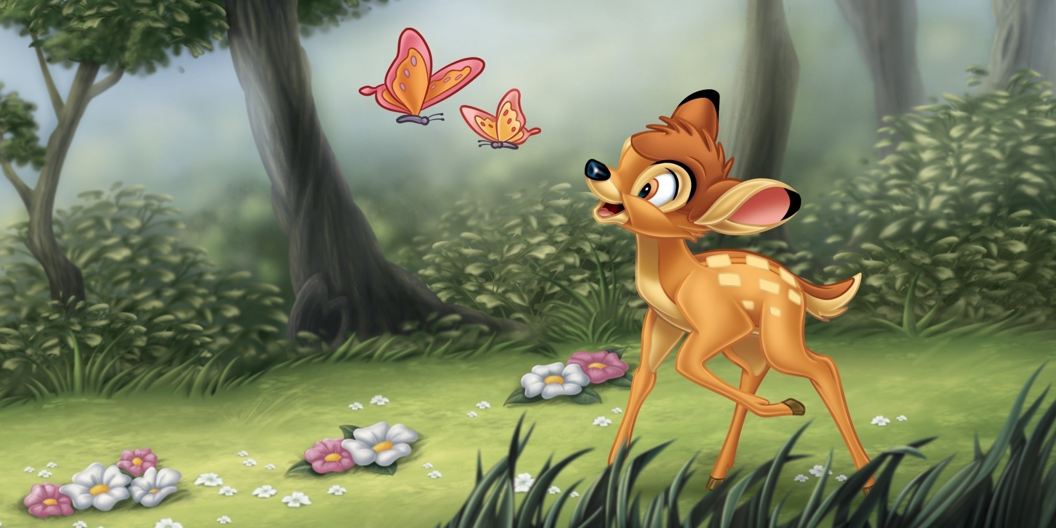 Bambi, Animation, Disney, Butterflies, Forest - Disney Bambi - HD Wallpaper 