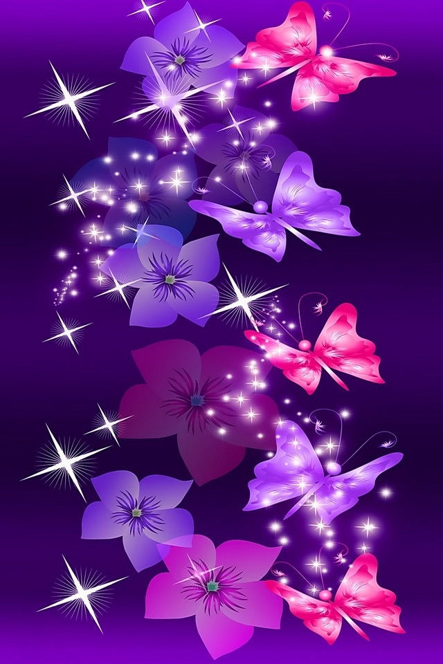 蝶がキラキラなgirly壁紙 - Iphone壁紙ギャラリー - Pink And Purple Butterfly - HD Wallpaper 