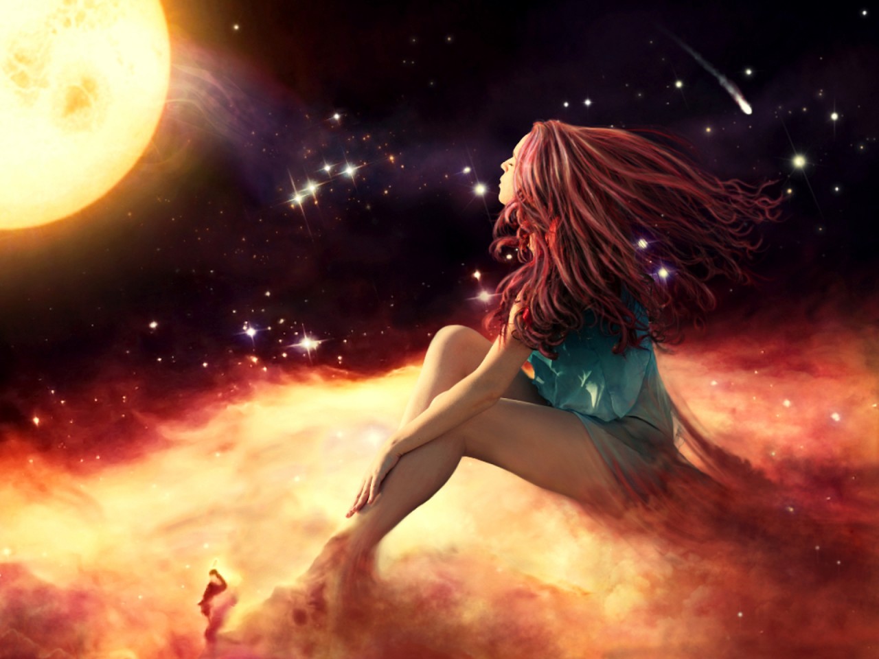 Woman Red Hair Space Trip Wallpapers - Jorn Van Deynhoven Space Girl - HD Wallpaper 