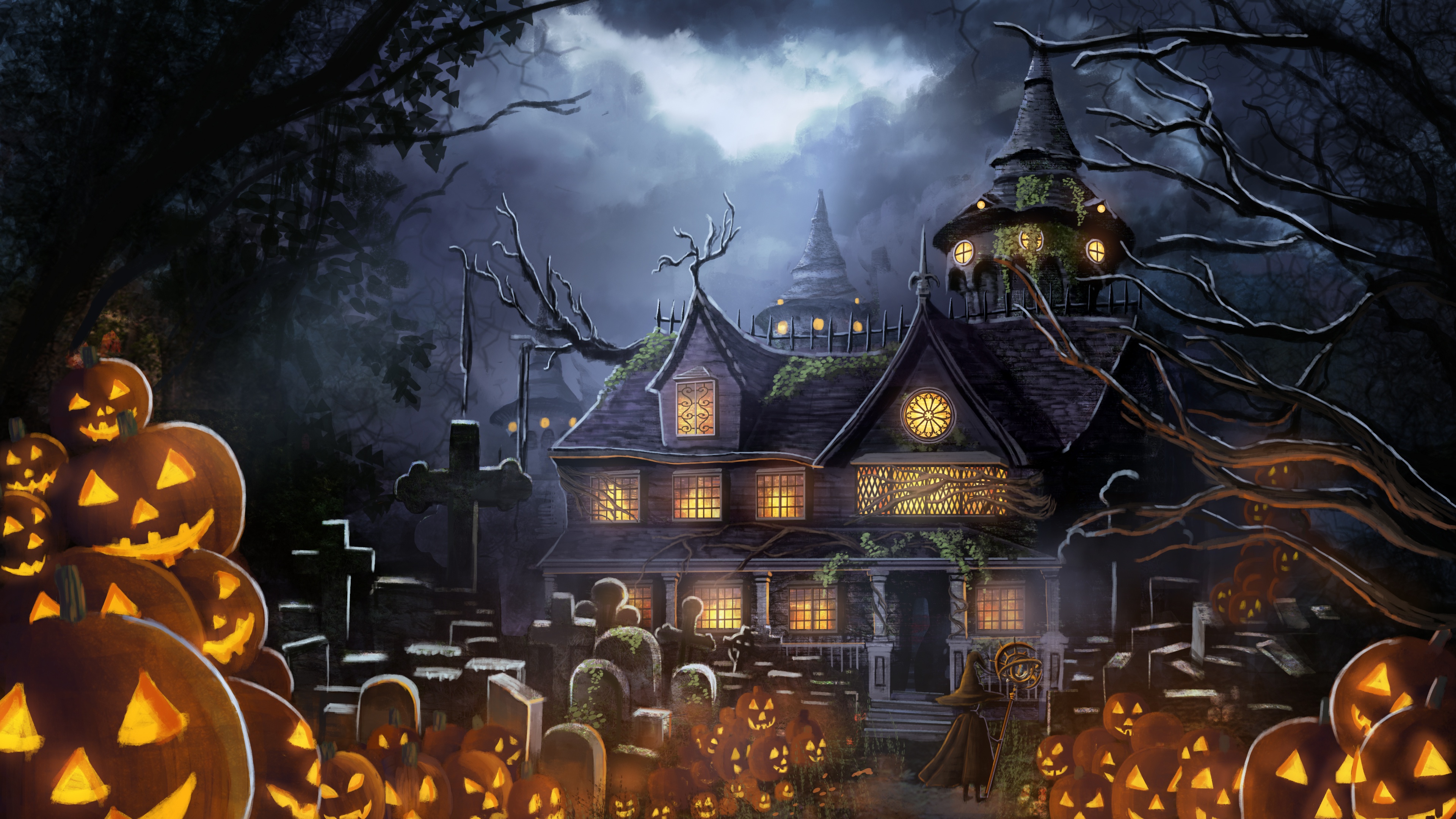 Halloween Graveyard - HD Wallpaper 