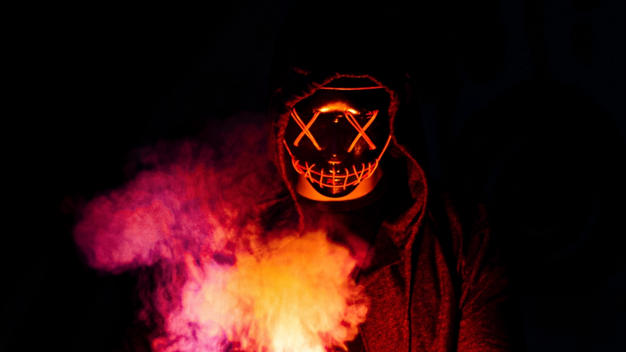 Wallpaper Man, Mask, Fire, Smoke, Dark - Darkness - HD Wallpaper 