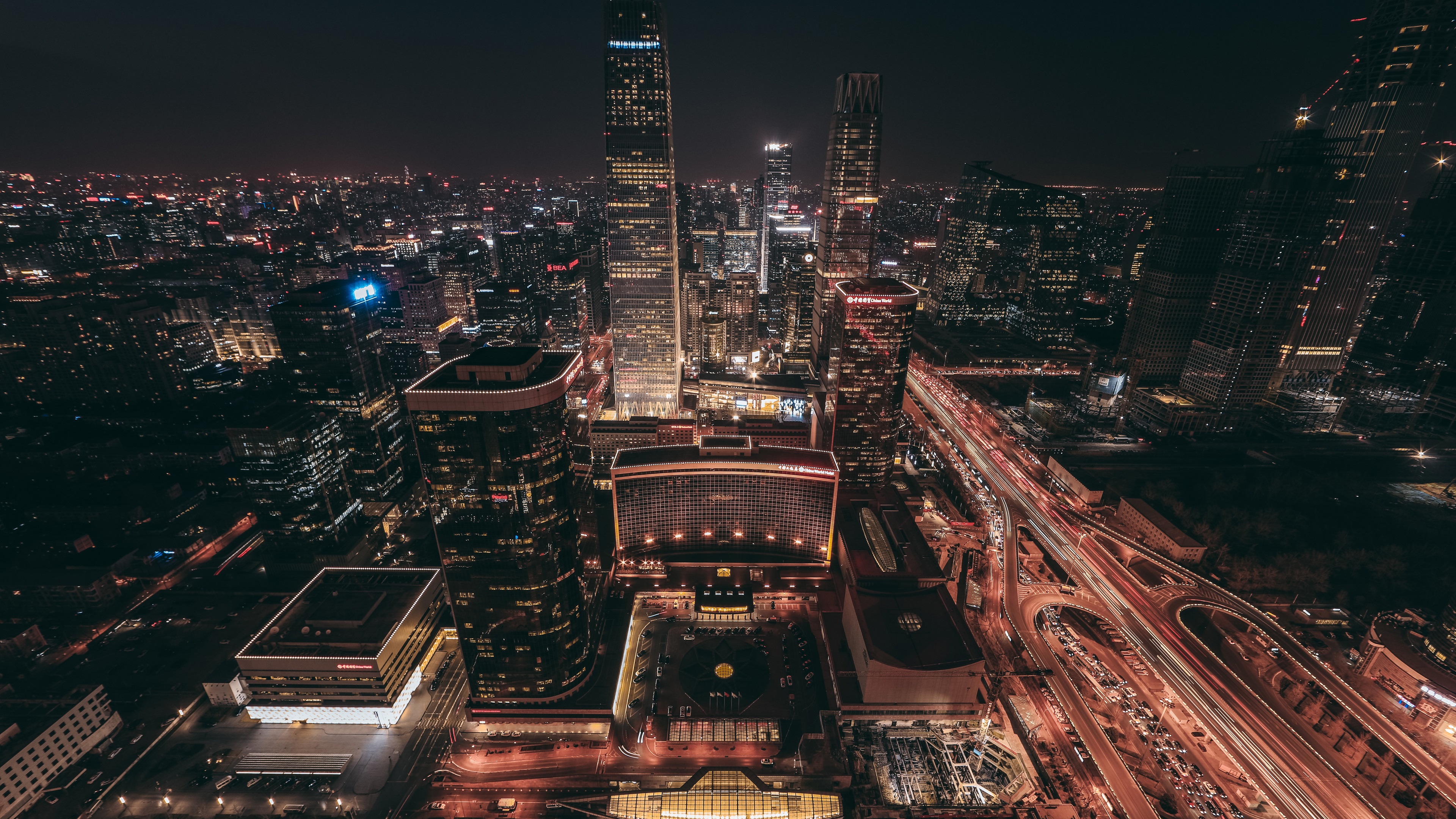 Wallpaper City Night View, Beijing, China, Skyscrapers, - Backgrounds 4k Beijing - HD Wallpaper 