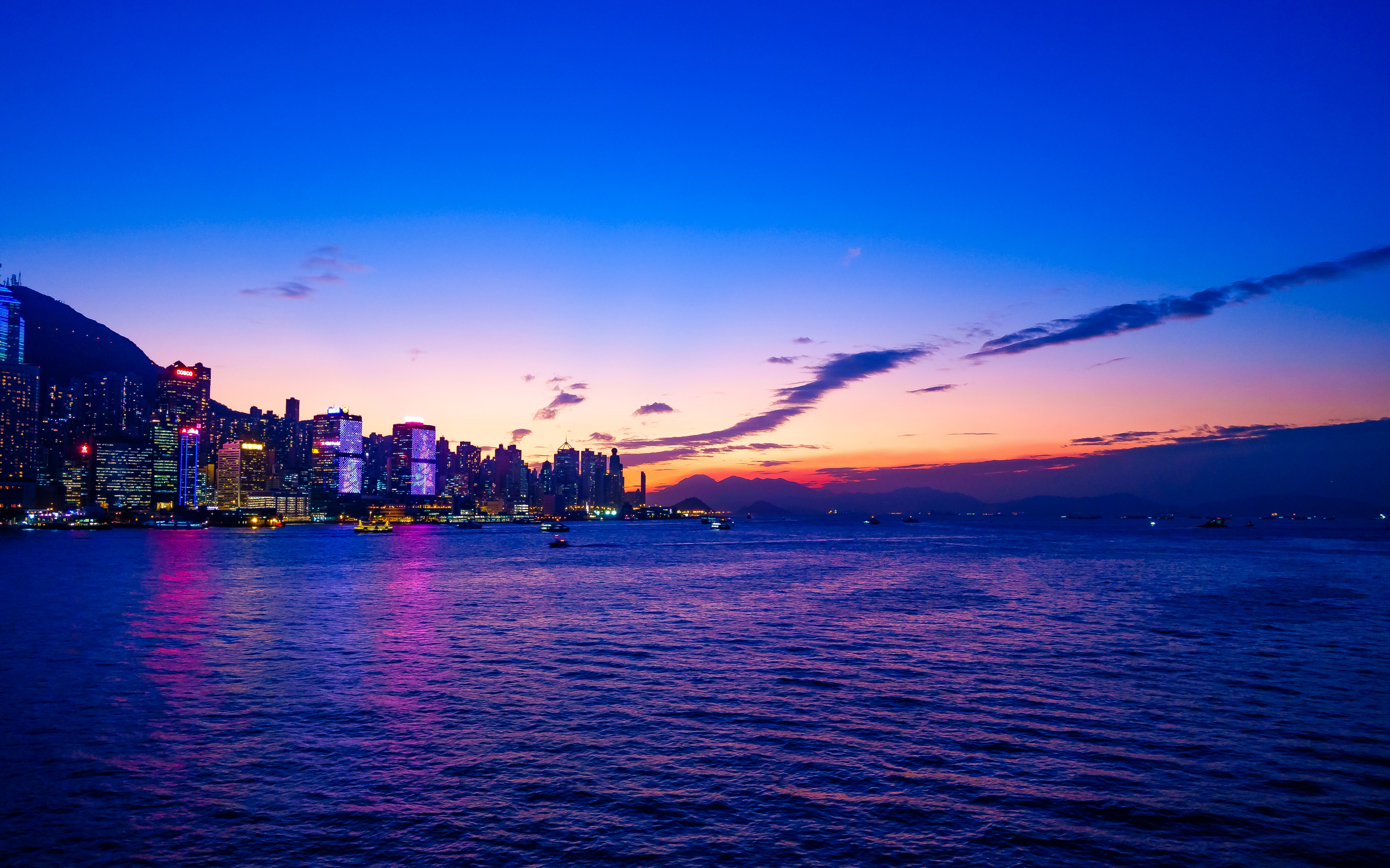Wallpaper Night City, Sunset, Skyscrapers, Beach - Beautiful City Wallpaper Hd - HD Wallpaper 