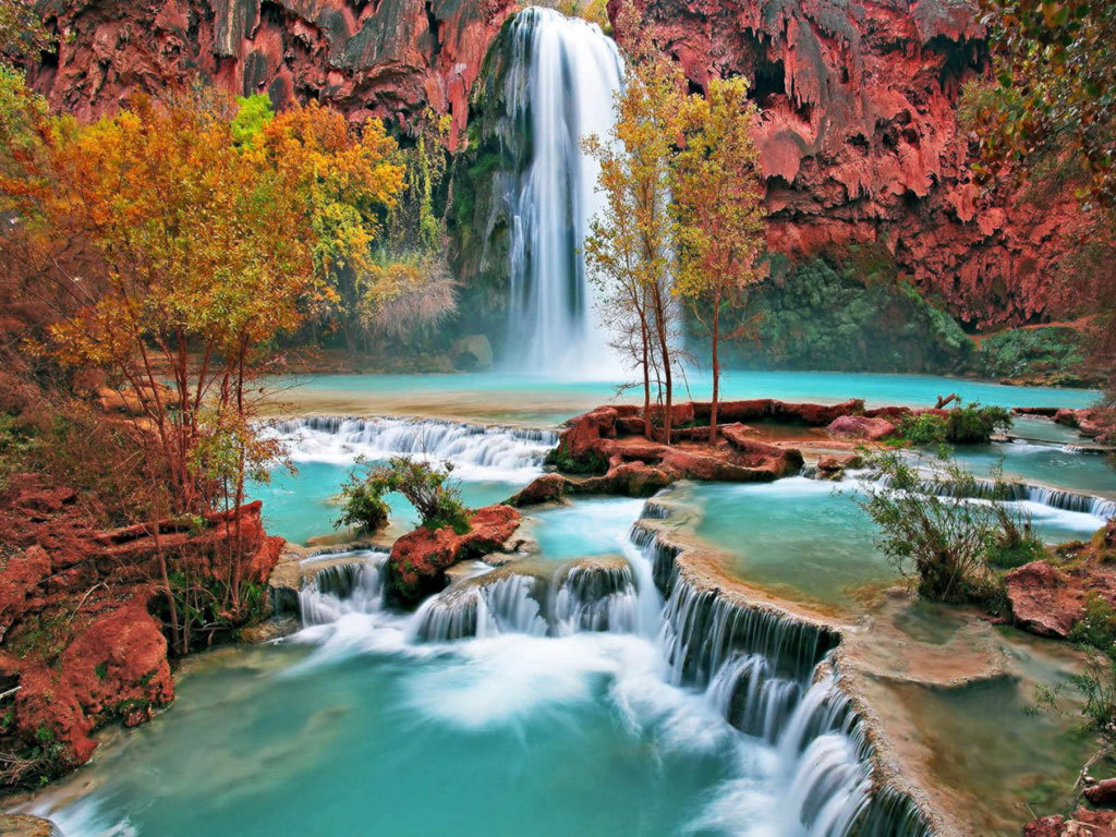 Nature, Waterfall, And Water Image - Havasu Falls - HD Wallpaper 