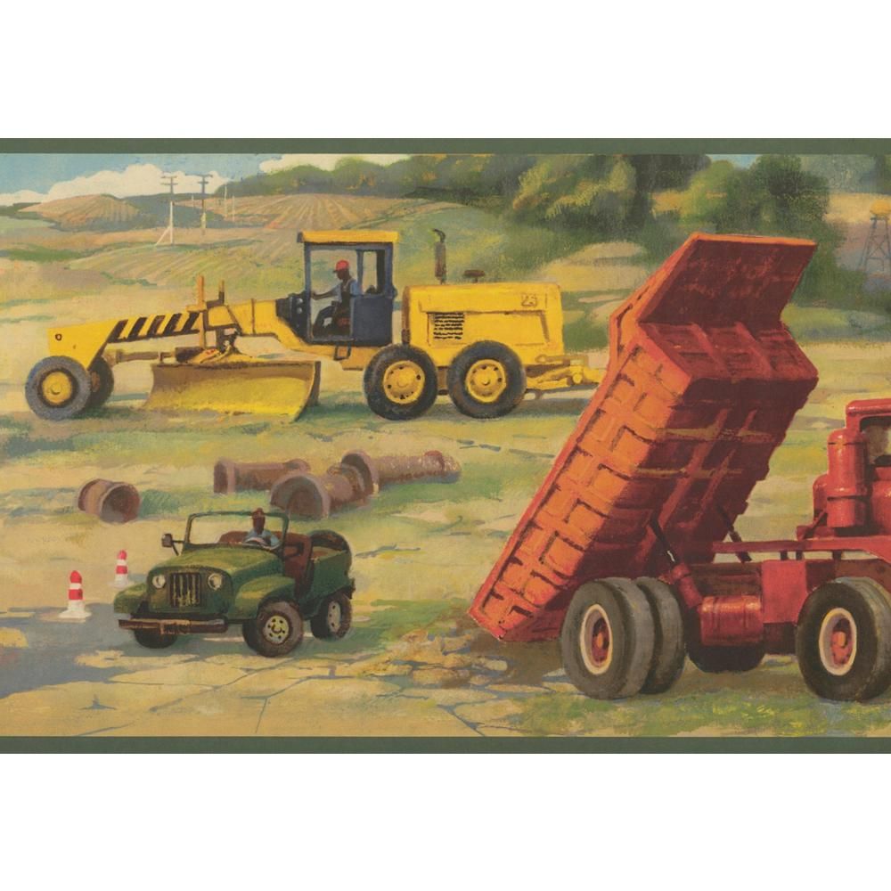 Construction Site Trucks Art - HD Wallpaper 