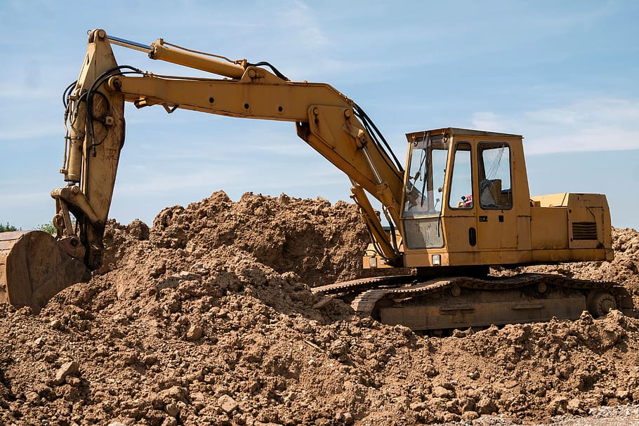 Yellow Excavator, Excavators, Site, Vehicle, Construction - Moving Objects In Construction - HD Wallpaper 