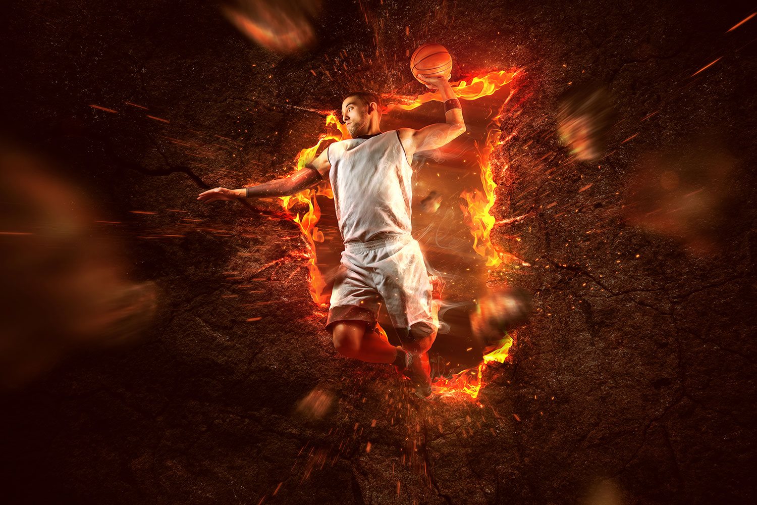 Basketball Player On Fire - HD Wallpaper 