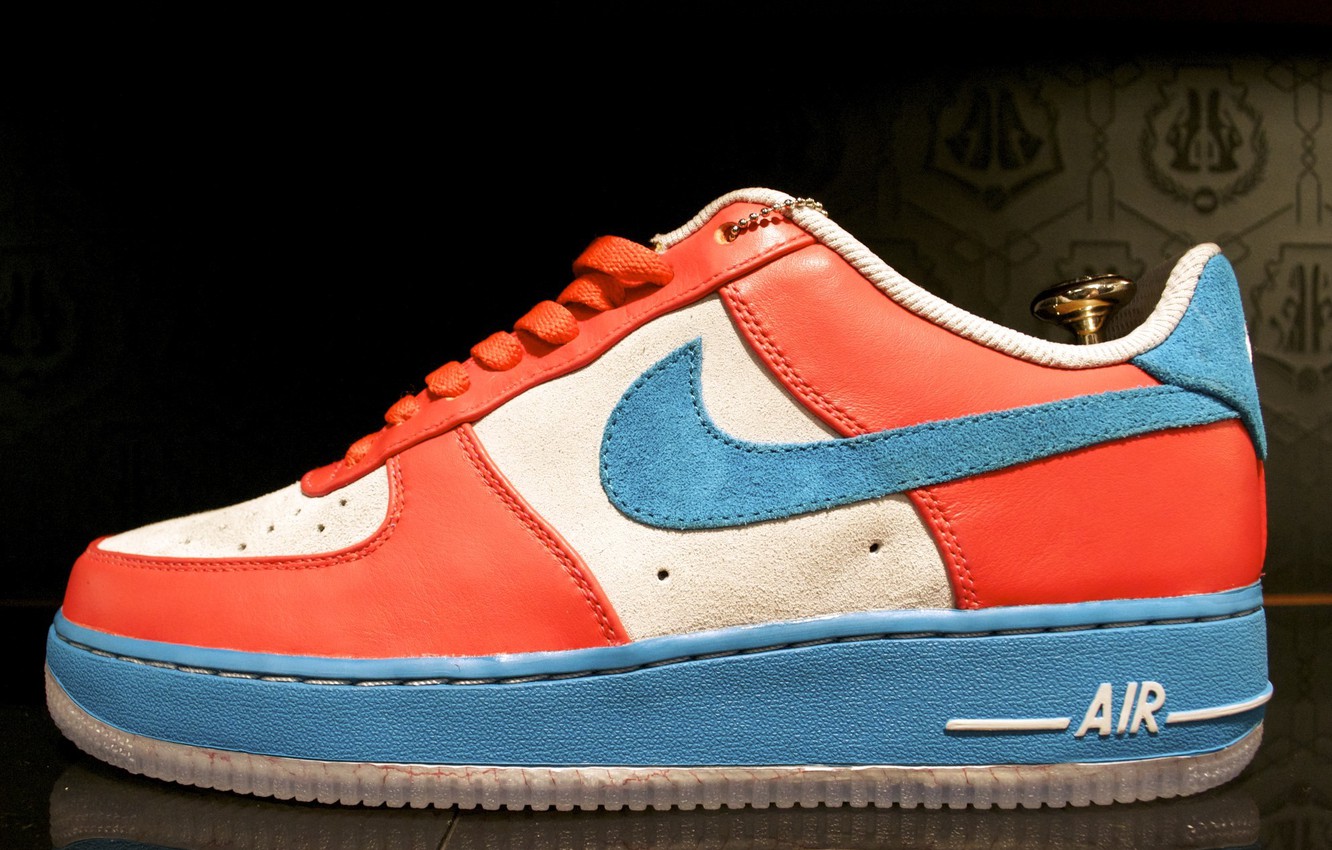 Photo Wallpaper Red, Blue, Air Force, Nike - Nike Air Force - HD Wallpaper 