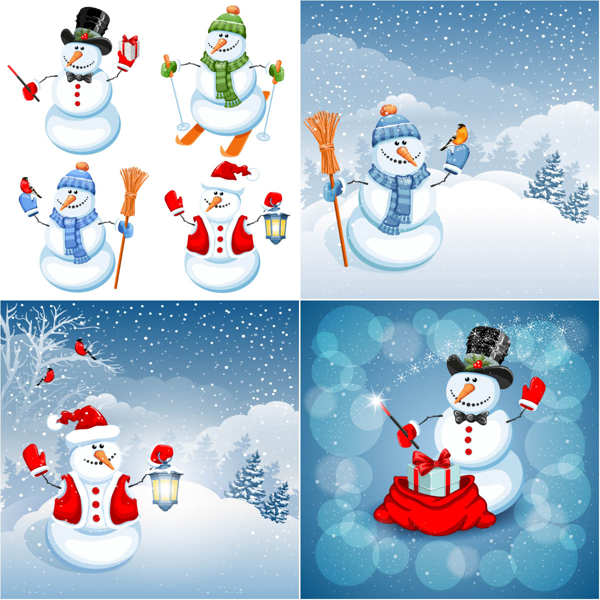 Backgrounds With Snowman Vector Free Download - Christmas Snowman Royalty Free - HD Wallpaper 