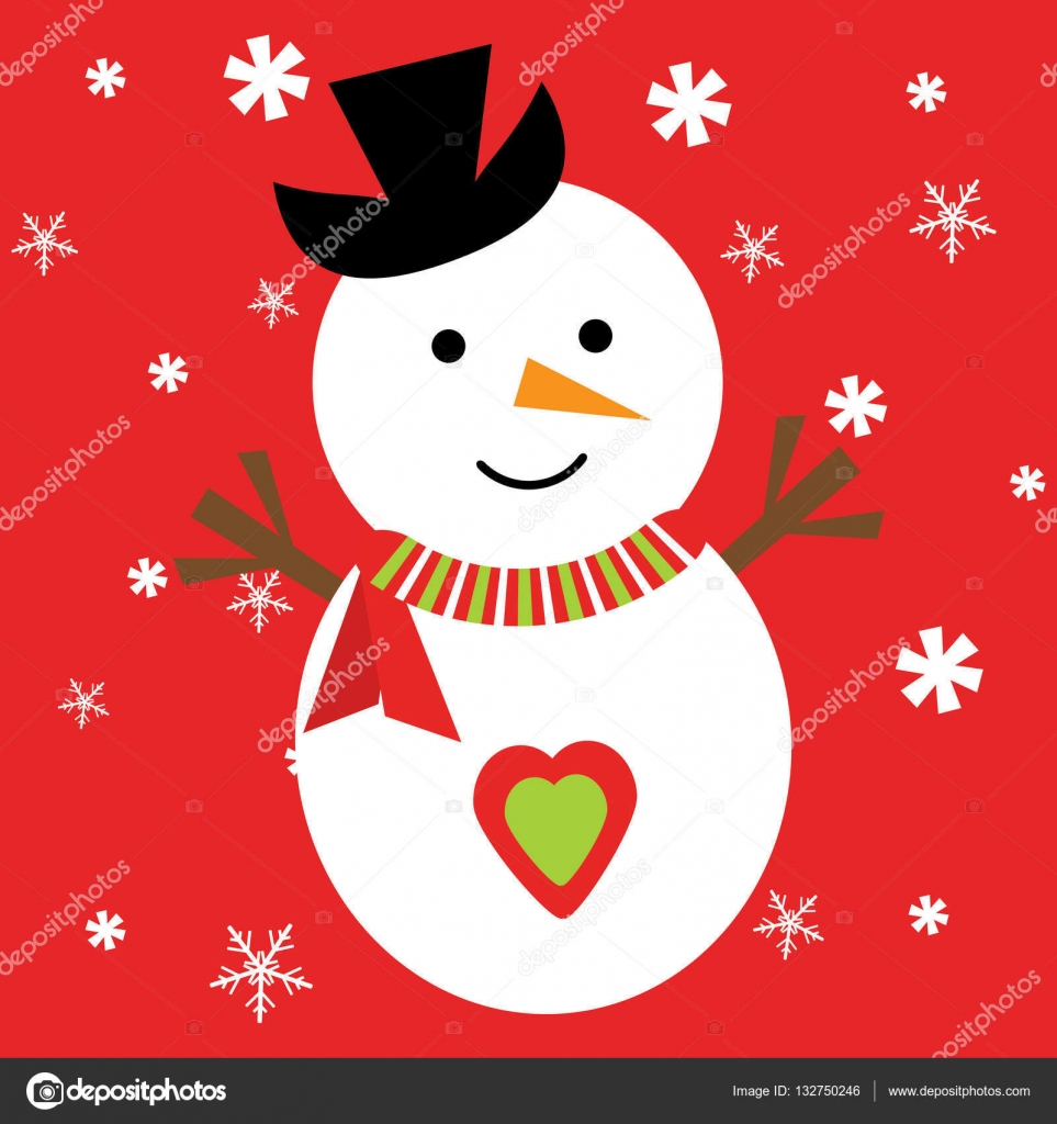 Snowman With Red Background - HD Wallpaper 
