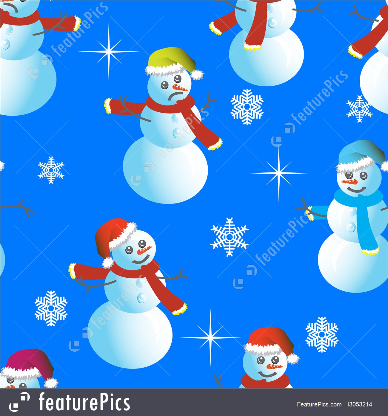 Seamless Wallpaper From Snowman And Snowflakes - Snowman - HD Wallpaper 