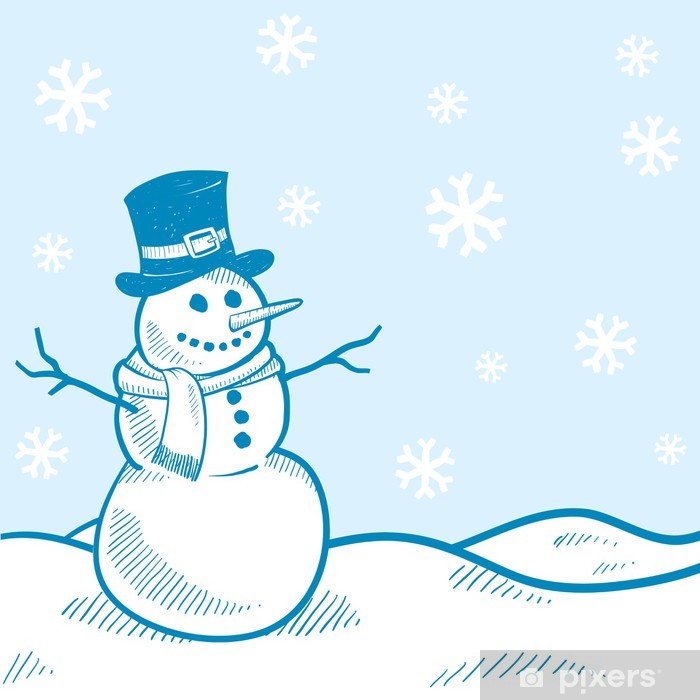 Snowman Sketch - HD Wallpaper 